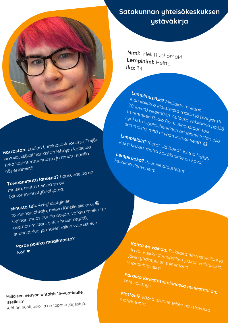 Satakunnan yhteisökeskuksen ystäväkirja Heli Ruohomäki